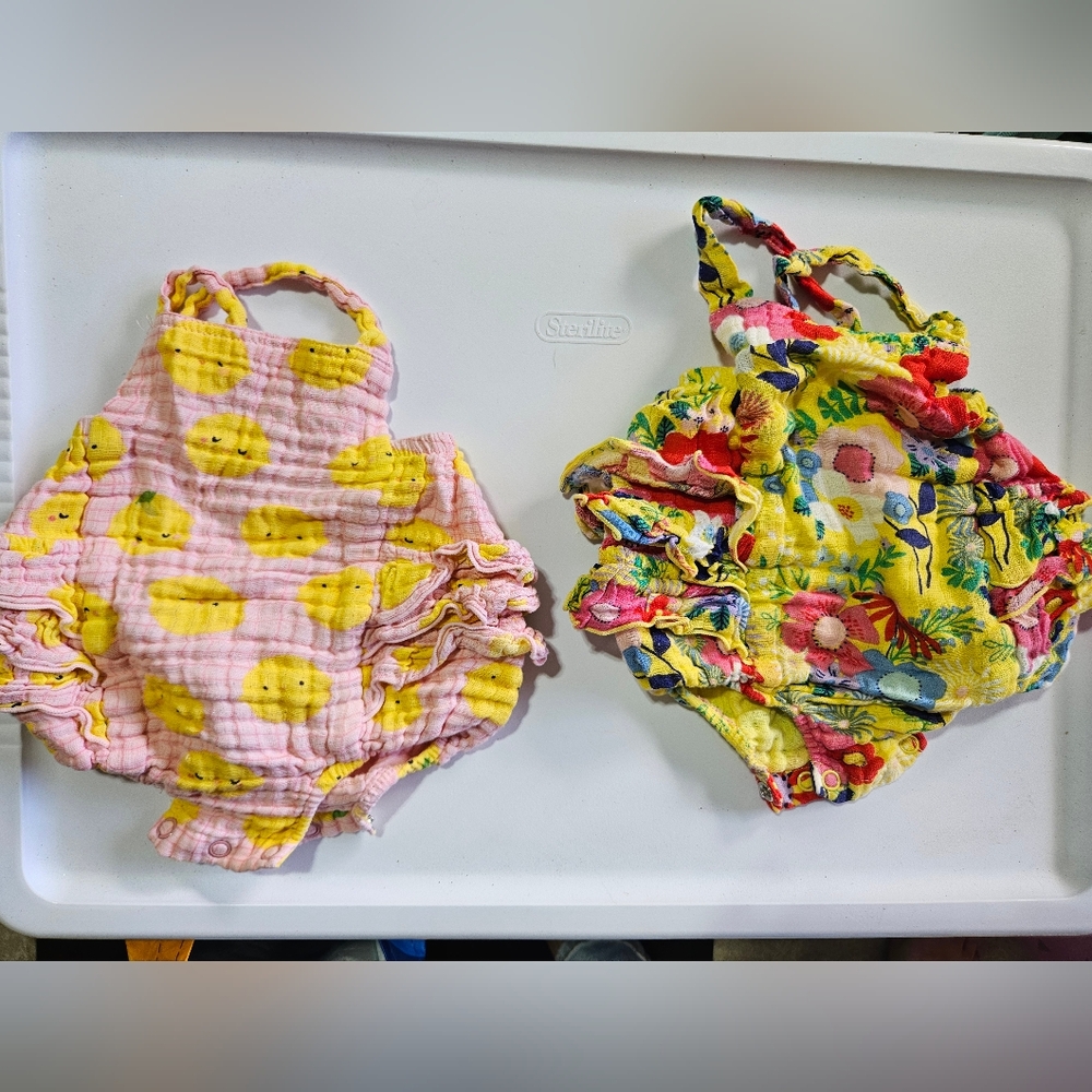 3-6 Month Angel Dear Baby Rompers in Pink and Floral